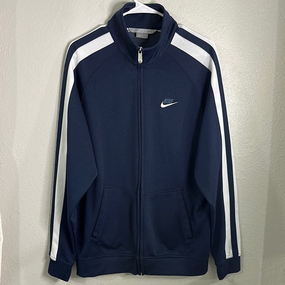 Nike Men's Blue Sport Jacket with White Stripes.Sz L. - Picture 1 of 5